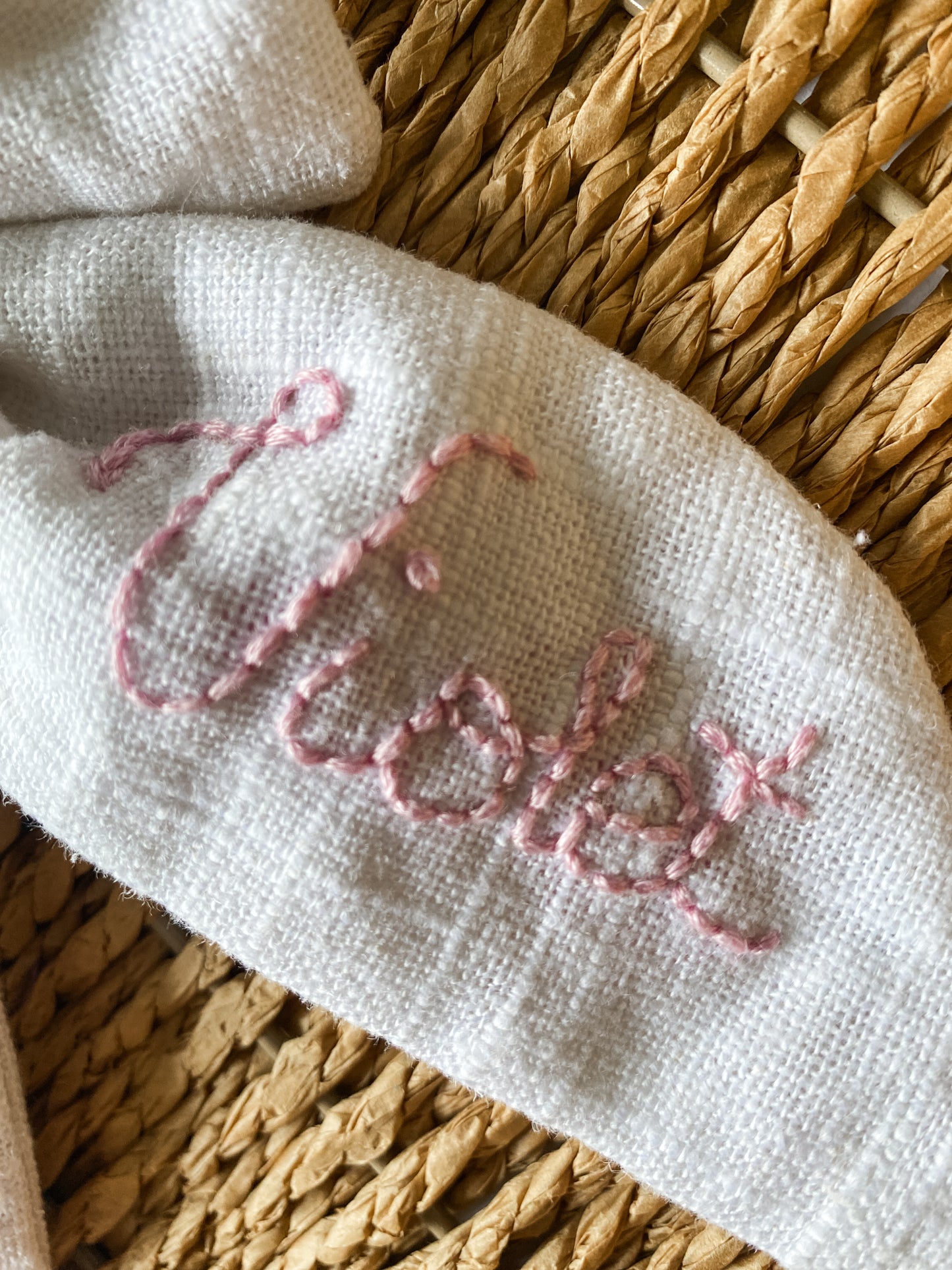 Linen Embroidered Butterfly Bow-Personalized