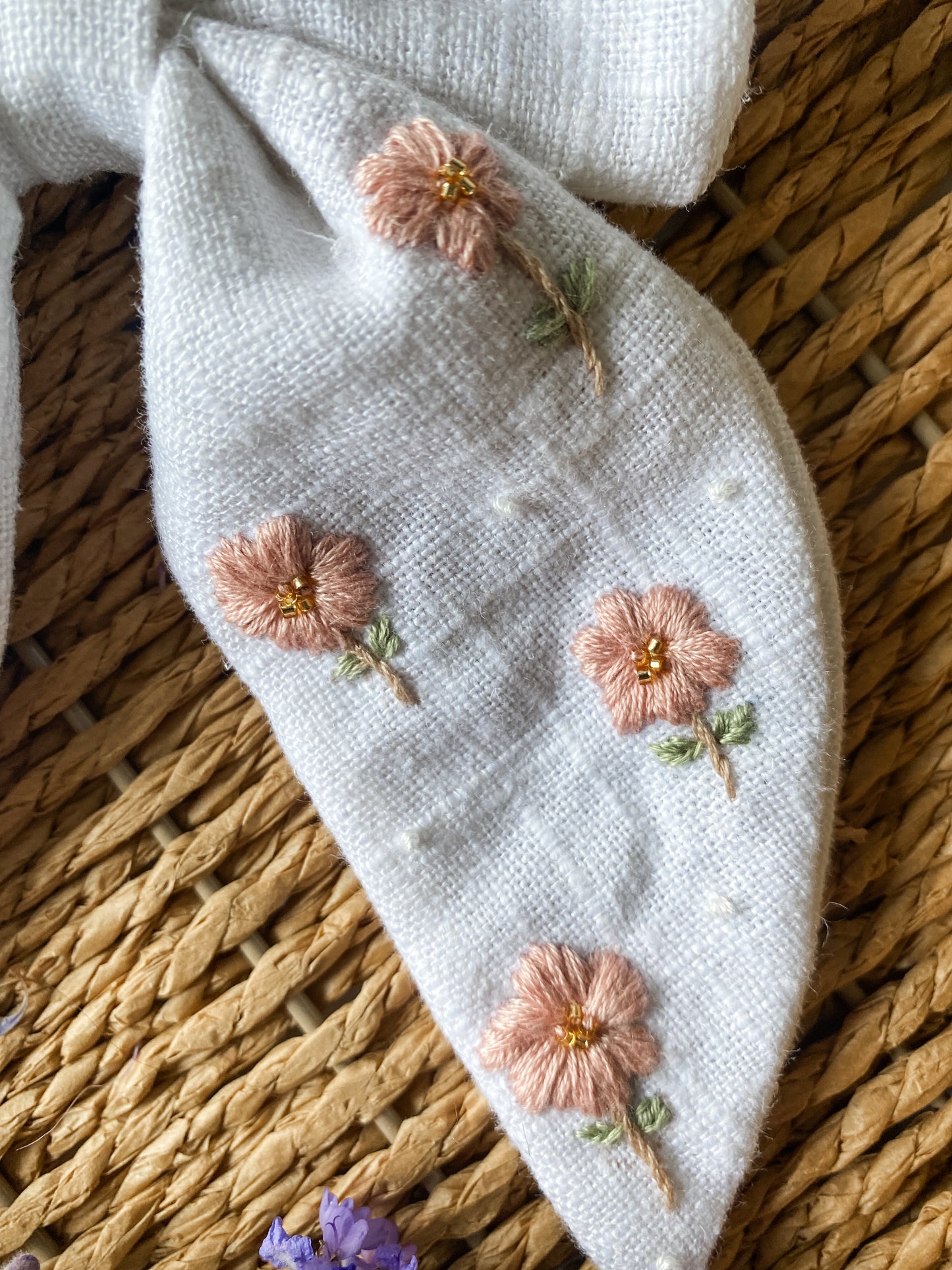 Linen Embroidered Cosmo Bow