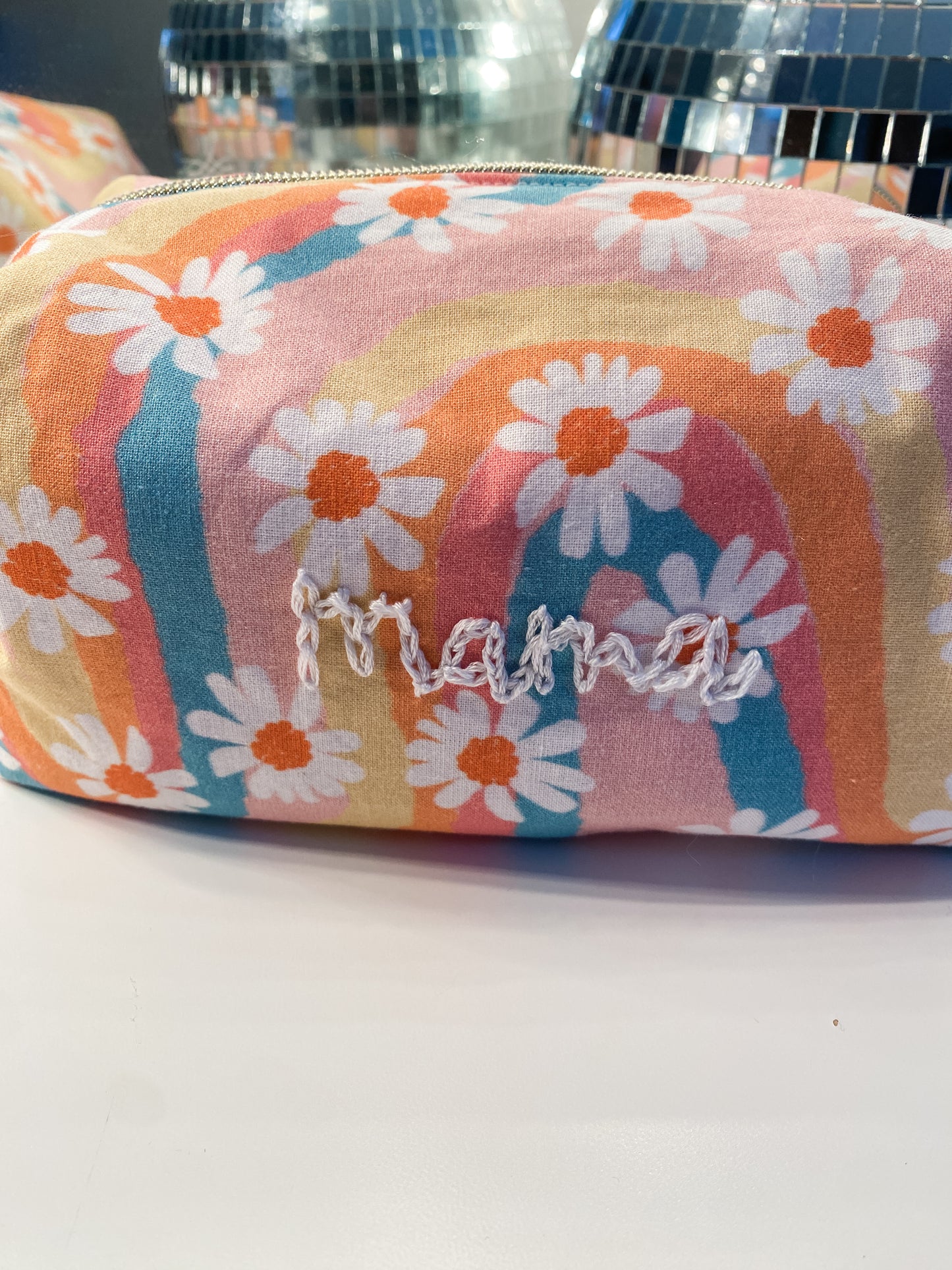 Embroidered 'Mama' Groovy Beauty Bag